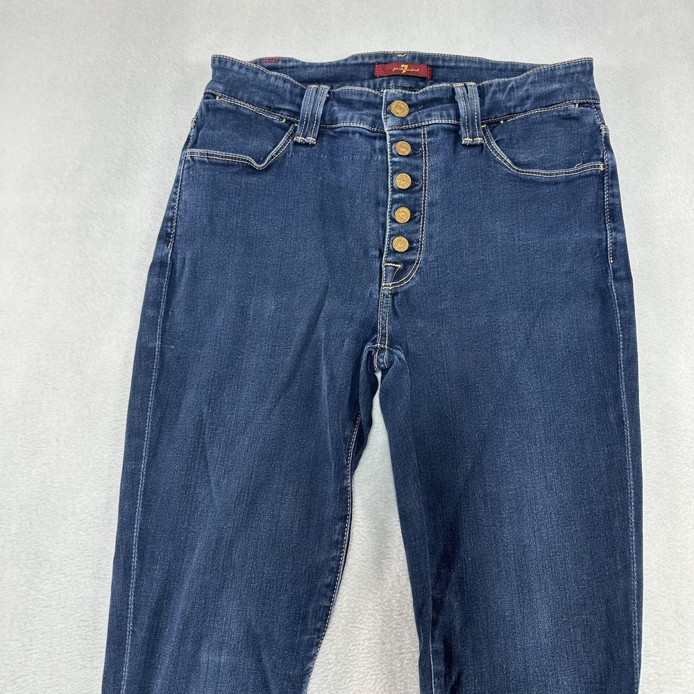 7 For All Mankind Jeans Womens 27 Blue Button Fly Skinny Stretch Made in USA